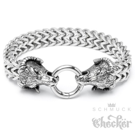 Widder Armband mit Ringverschluss Edelstahl Fuchsschwanz-Armkette silber Sternzeichen