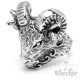 Detaillierter Widder Ring aus massivem Edelstahl silber Sternzeichen Herren Schmuck