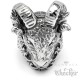 Detaillierter Widder Ring aus massivem Edelstahl silber Sternzeichen Herren Schmuck