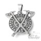 Wikingerschmuck goldener Wolf mit überkreuzen Äxten und Runen Edelstahl silber Kette