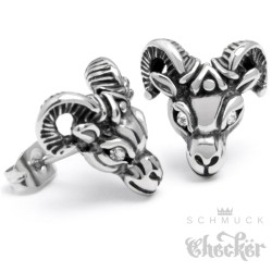 Edelstahl Herren Damen Ohrstecker Widder Ohrringe Zirkonia silber Sternzeichen