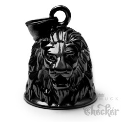 Schwarzer Löwe als Bikerbell Motorrad-Glocke aus Edelstahl Biker Glücksbringer