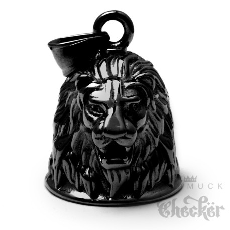 Schwarzer Löwe als Bikerbell Motorrad-Glocke aus Edelstahl Biker Glücksbringer