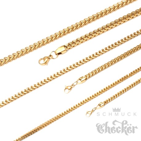 Besondere Edelstahl Herren Panzerkette zweifach Halskette Königskette gold 60cm