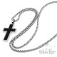 Hochwertiger Herren Kreuz Anhänger Edelstahl silbern Carbon schwarz + 60cm Kette