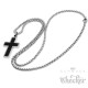 Hochwertiger Herren Kreuz Anhänger Edelstahl silbern Carbon schwarz + 60cm Kette