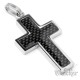 Hochwertiger Herren Kreuz Anhänger Edelstahl silbern Carbon schwarz + 60cm Kette