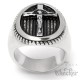 Ring mit Kreuz & Jesus silber aus massivem Edelstahl 316L Christliches Herren Geschenk