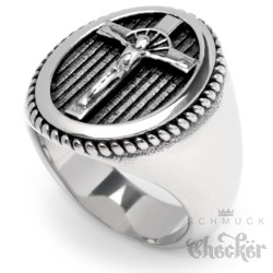 Ring mit Kreuz & Jesus silber aus massivem Edelstahl 316L Christliches Herren Geschenk