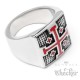 Templer Orden Ring Jerusalem Kreuz massiv Edelstahl 316L silber Rot Kreuzritter