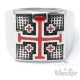 Templer Orden Ring Jerusalem Kreuz massiv Edelstahl 316L silber Rot Kreuzritter