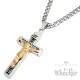Herren Kreuz-Anhänger silber & gold aus Edelstahl Jesus Kreuz mit Kette Geschenk
