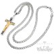 Herren Kreuz-Anhänger silber & gold aus Edelstahl Jesus Kreuz mit Kette Geschenk