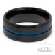 Schwarzer Männer-Ring mit blauem Streifen aus massivem Edelstahl Herren Geschenk