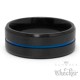 Schwarzer Männer-Ring mit blauem Streifen aus massivem Edelstahl Herren Geschenk