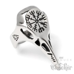 Nordischer Ring Rabenschädel mit Vegvisir mystischer Runenkompass Seidr Schmuck