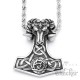 Massiver Thor Hammer aus Edelstahl mit Widder Schädel und 60cm Kordelkette Mjölnir Kette