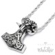 Massiver Thor Hammer aus Edelstahl mit Widder Schädel und 60cm Kordelkette Mjölnir Kette