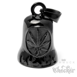 Hanfblatt Schwarze Bikerbell aus Edelstahl Weed Marihuana Glücksglöckchen Geschenk