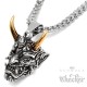 Japanischer Oni mit goldenen Hörnern Dämon Anhänger mit Halskette aus Edelstahl