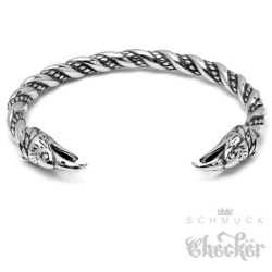 Wikinger Armreif verziert mit Vogel-Köpfen 316L Edlestahl Schmuck Männer Geschenk