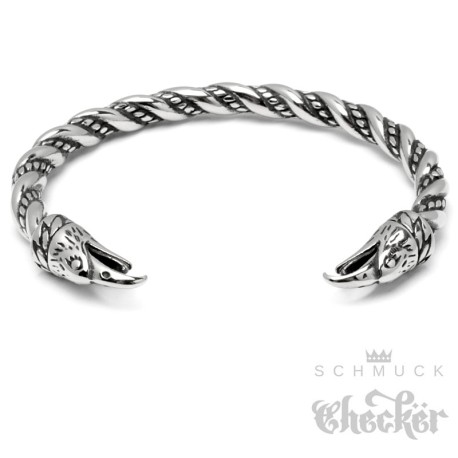 Wikinger Armreif verziert mit Vogel-Köpfen 316L Edlestahl Schmuck Männer Geschenk