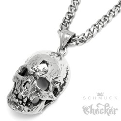 Coole Totenkopf-Kette aus Edelstahl mystischer Piraten Skull Outlaw Schädel
