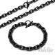 Schwarzes Armband + Halskette Set aus Edelstahl massive Ankerkette Knebelverschluss