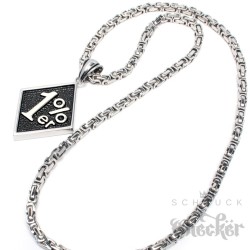 Edelstahl Anhänger 1%er Onepercenter outlaw silber gold + Königskette Biker 1%