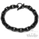 Schwarzes Armband + Halskette Set aus Edelstahl massive Ankerkette Knebelverschluss