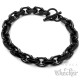 Schwarzes Armband + Halskette Set aus Edelstahl massive Ankerkette Knebelverschluss