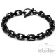Schwarzes Armband + Halskette Set aus Edelstahl massive Ankerkette Knebelverschluss