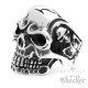 Massiver Edelstahl Ring silber Skull Totenkopf Schädel m. Skeletten Biker Rocker