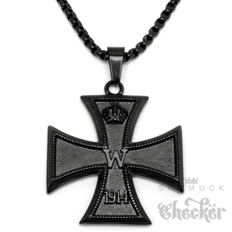 Eisernes Kreuz Orden 1914 1. Weltkrieg schwarzer Anhänger aus Edelstahl mit Kette