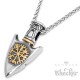 Odins Speer mit Valknut & Vegvisir Silber & Gold aus Edelstahl Speerspitze mit Kette
