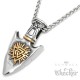 Odins Speer mit Valknut & Vegvisir Silber & Gold aus Edelstahl Speerspitze mit Kette