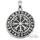 Nordischer Runen-Kompass Vegvisir Edelstahl-Anhänger mit Aegishjalmur auf Rückseite