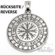 Goldener Runen-Kompass Vegvisir aus Edelstahl mit Aegishjalmur auf Rückseite + Kette