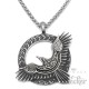 Nordischer Schmuck Kettenanhänger mit verziertem Rabe Vogel Adler aus Edelstahl