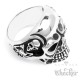 Massiver Edelstahl Ring silber Skull Totenkopf Schädel m. Skeletten Biker Rocker
