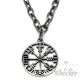Wikinger-Kette mit Vegvisir in rustikalem Grau Edelstahl Ankerkette mit Details