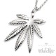 Hochwertiger Edelstahl Anhänger Hanfblatt Cannabis Marihuana silber + 60cm Kette