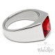 Herren Ring Solitär Stein Rubin-rot für den kleinen Finger silber aus Edelstahl