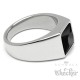 Herren Ring Solitär Stein Schwarz Onyx für den kleinen Finger silber aus Edelstahl