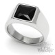 Herren Ring Solitär Stein Schwarz Onyx für den kleinen Finger silber aus Edelstahl