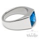 Herren Ring Solitär Stein Safir-Blau für den kleinen Finger silber aus Edelstahl
