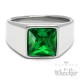 Herren Ring Solitär Stein Smaragd-Grün für den kleinen Finger silber aus Edelstahl