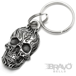 Totenkopf mit Flammen als Schlüsselanhänger Detaillierter Totenschädel made in USA