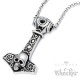 Edelstahl Anhänger Hammer Mjölnir Gott Thor Totenkopf silber massiv + 60cm Kette