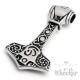 Edelstahl Anhänger Hammer Mjölnir Gott Thor Totenkopf silber massiv + 60cm Kette